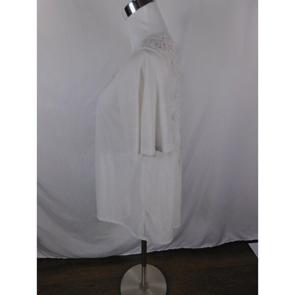 Lace Up Tassel Crochet Peasant Shirt Womens Large White Tunic Boho - Picture 3 of 11